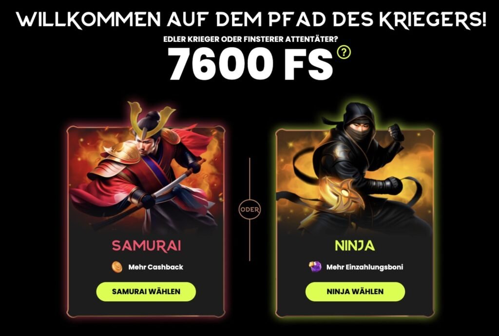 spielauswahl bei spin samurai